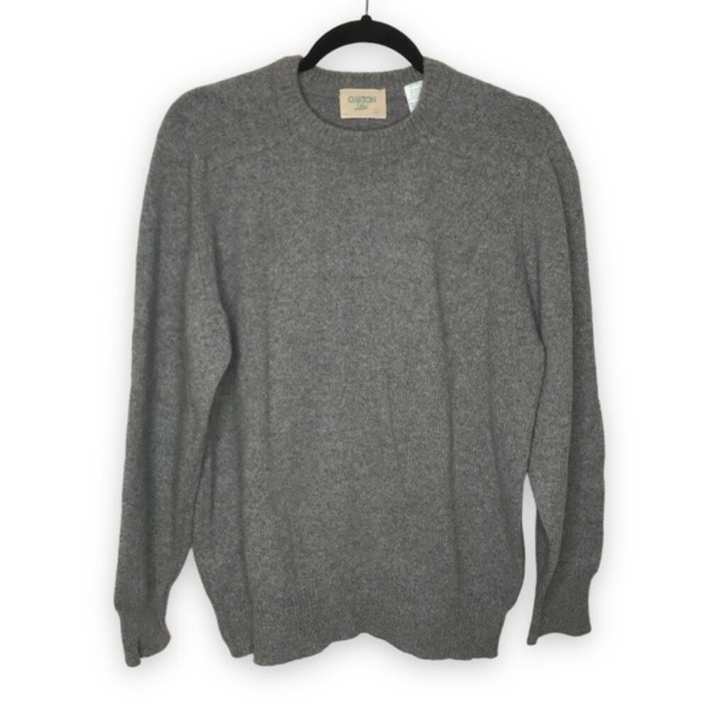 Vintage Oakton Ltd Wool Blend Gray Marled Crew Neck Long Sleeve Sweater Large